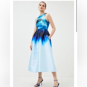 Karen Millen Cosmo Print Structured Midi Prom Dress size 8 US